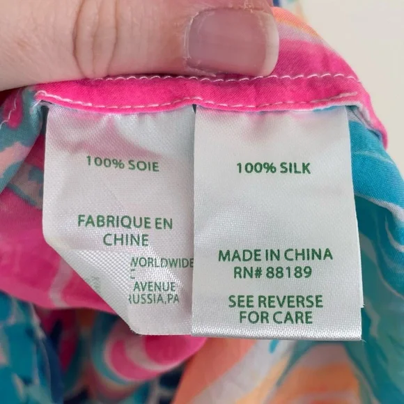 Lilly Pulitzer Alyssa Pineapple Print 100% Silk Tank Top XS Pink Blue Orange - Picture 9 of 9